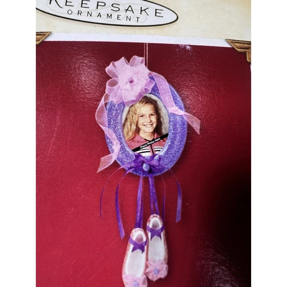 Hallmark Keepsake Ornament Ballet Photo Holder 2002 Ballet Slippers Purple Frame